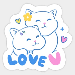 Cute hugging cats Sticker